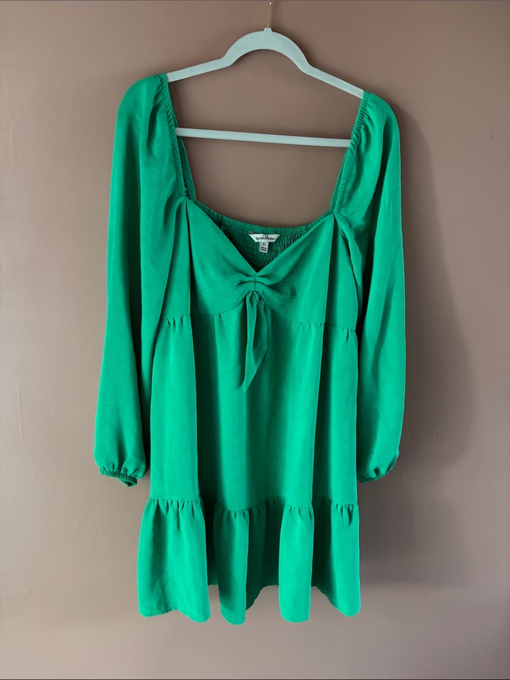 Speechless Emerald Green Tie-Front Long Sleeve Tunic